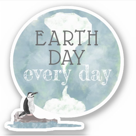 Dag van de Aarde Elke Pinguïn Sticker (Voorkant)