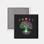 Dag van de Aarde Fases van de maan Retro Vibe Tree Magneet (Voorkant / Achterkant)