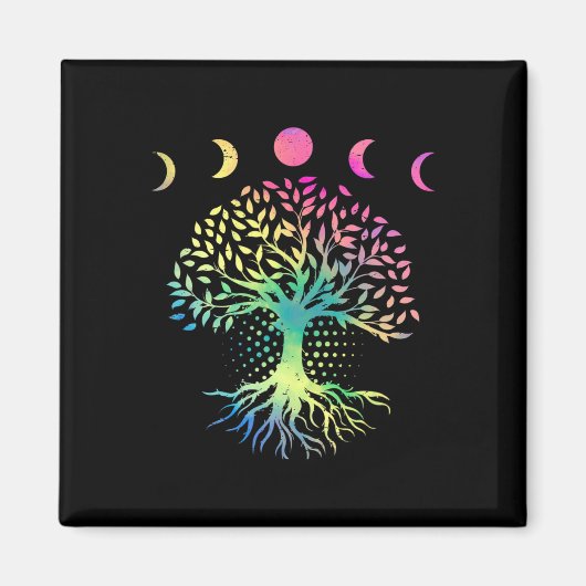 Dag van de Aarde Fases van de maan Retro Vibe Tree Magneet (Voorkant)