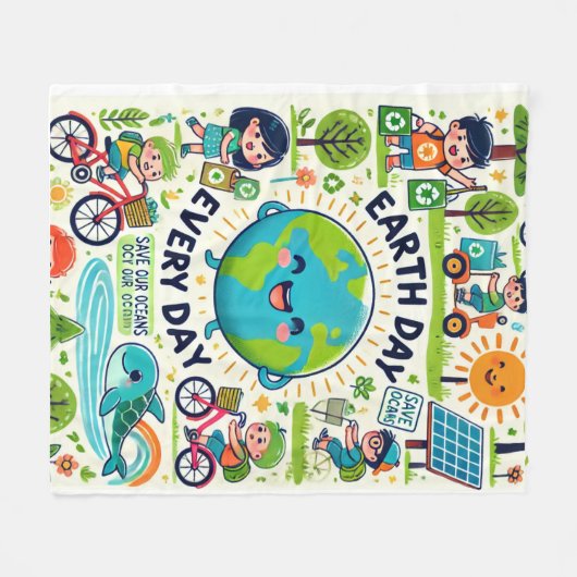 Dag van de Aarde Fleece Deken (Voorkant (Horizontaal))