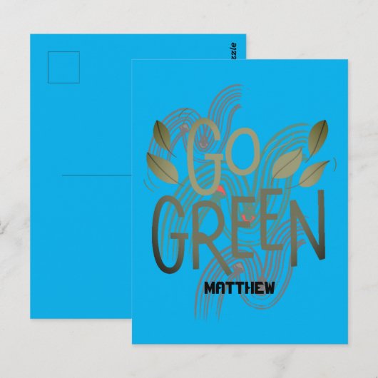 dag van de aarde, ga groen, kunst eenvoudige elega briefkaart (Voorkant / Achterkant)