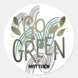 dag van de aarde, ga groen, kunst eenvoudige elega ronde sticker