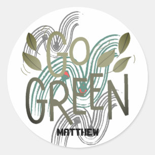 dag van de aarde, ga groen, kunst eenvoudige elega ronde sticker
