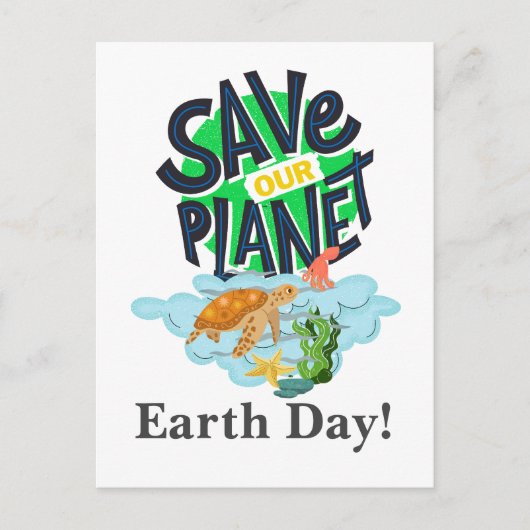 dag van de aarde, ga groen, Save Our Planet Post Briefkaart (Voorkant)