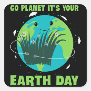 Dag van de Aarde: Go Planet Het is jouw Dag van de Vierkante Sticker