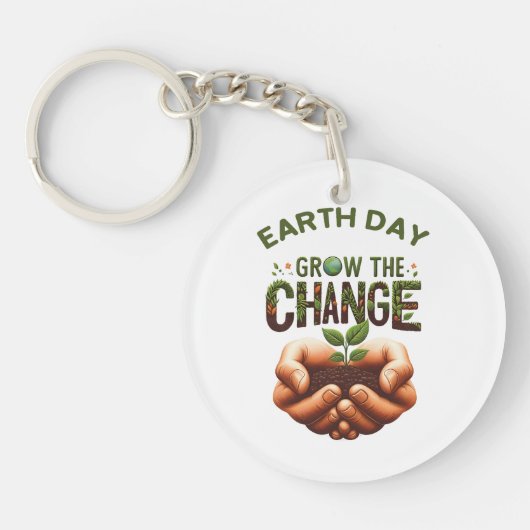 Dag van de Aarde – Groei de Verandering Sleutelhanger (Voorkant)
