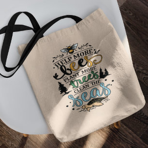 Dag van de Aarde, help bijen plant bomen schoon ze Tote Bag