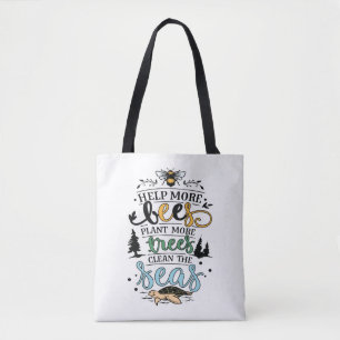 Dag van de Aarde, help bijen plant bomen schoon ze Tote Bag