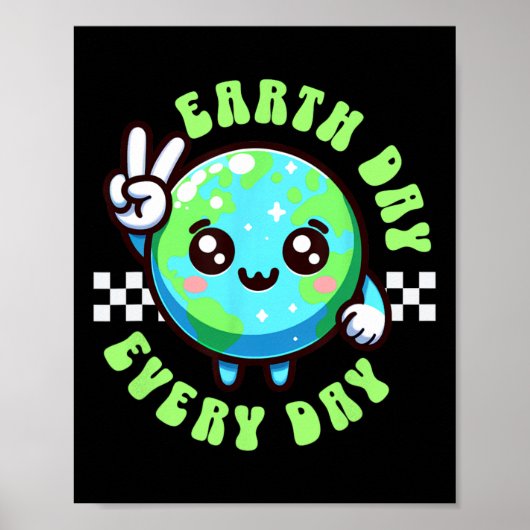 Dag van de Aarde Kawaii Elke Dag Kinder Planeet Pe Poster (Voorkant)