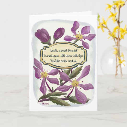 Dag van de Aarde: Krabappelbloesems in Gouache Kaart (Gele Bloem)