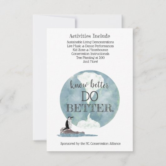 Dag van de Aarde met Penguin Design Kaart (Achterkant)