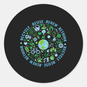 Dag van de Aarde Recyclen Hergebruik Herstel Herde Ronde Sticker