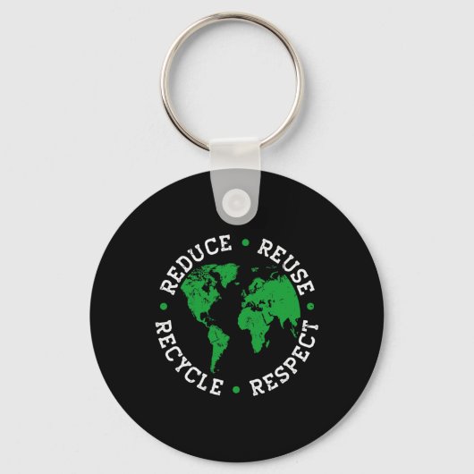 Dag van de Aarde Recyclen Verminder hergebruik Res Sleutelhanger (Voorkant)
