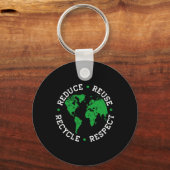 Dag van de Aarde Recyclen Verminder hergebruik Res Sleutelhanger (Voorkant)
