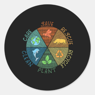 Dag van de Aarde Red bijen Reddingsdieren Recycle Ronde Sticker
