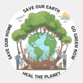 Dag van de Aarde Ronde Sticker (Voorkant)