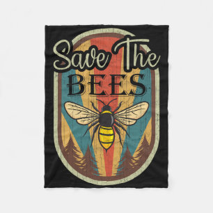 Dag van de Aarde Sparen de bijen Retro Grafische D Fleece Deken