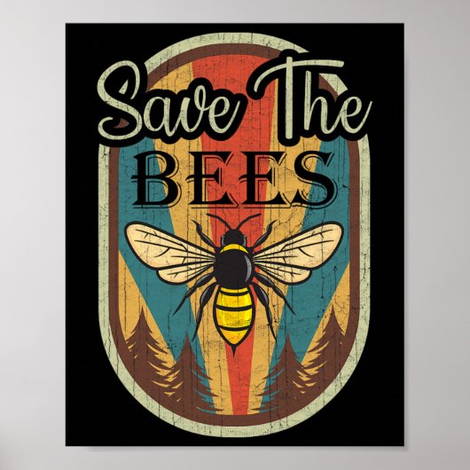Dag van de Aarde Sparen de bijen Retro Grafische D Poster (Voorkant)