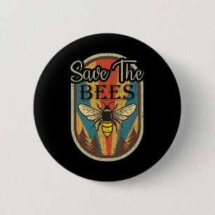 Dag van de Aarde Sparen de bijen Retro Grafische D Ronde Button 5,7 Cm