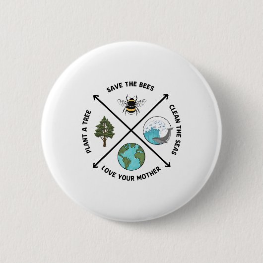 Dag van de Aarde sparen het bijenPlant meer bomen  Ronde Button 5,7 Cm (Voorkant)