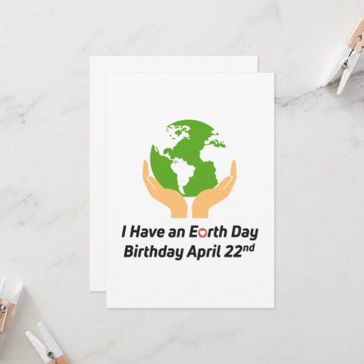 Dag van de Aarde Verjaardag 22 april Kaart (Voorkant / Achterkant in situ)