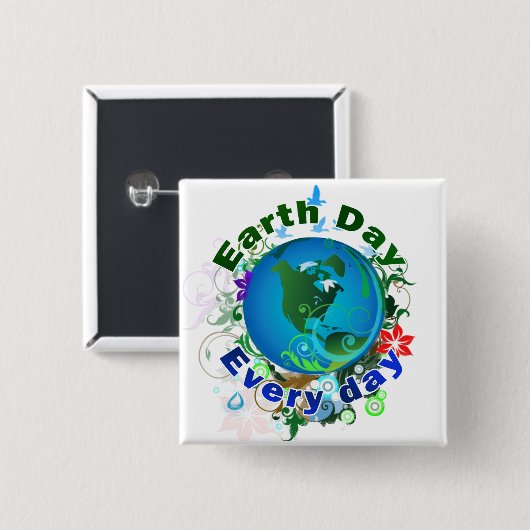 Dag van de Aarde Vierkante Button 5,1 Cm (Voorkant /achterkant)