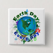 Dag van de Aarde Vierkante Button 5,1 Cm (Voorkant)