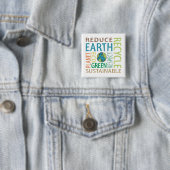Dag van de Aarde Vierkante Button 5,1 Cm (In situ)