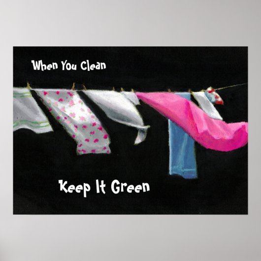 Dag van de aarde: Wasgoed online: Groen houden Poster (Voorkant)