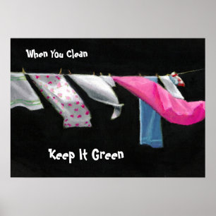 Dag van de Aarde: Wasgoed op lijn: Houd het groen Poster