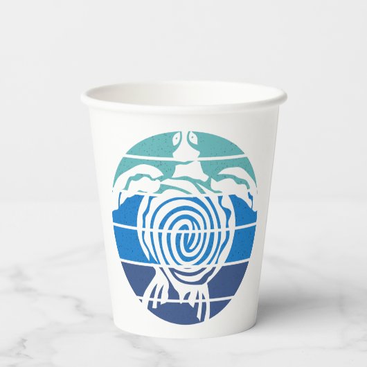 Dag van de Aarde, Zee schildpad, Reinig de Oceaan Papieren Bekers (Achterkant)