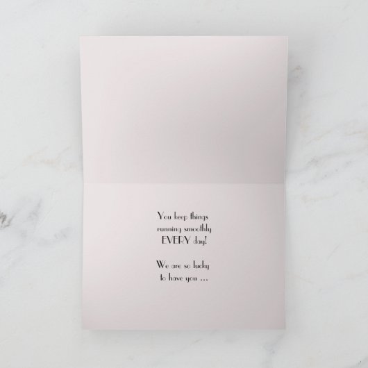 Dag van de Administratieve Professionals Bleke Roz Bedankkaart (Binnen)