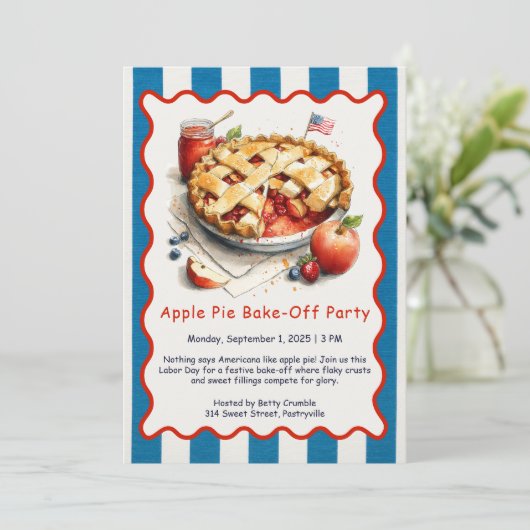 Dag van de Arbeid Apple Pie Bake-off uitnodiging (Staand voorkant)