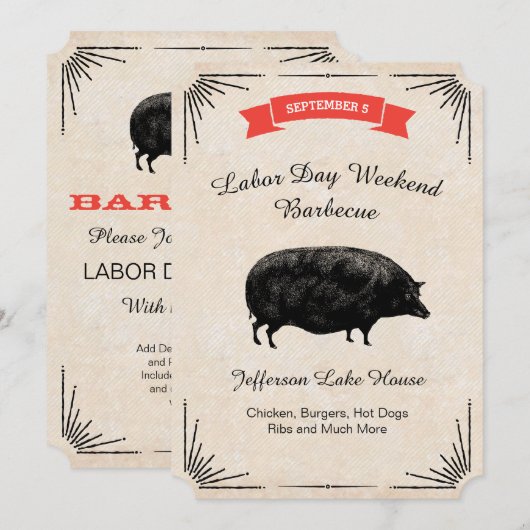 Dag van de Arbeid Barbecue BBQ Picknick Zwarte Vin Kaart (Voorkant / Achterkant)