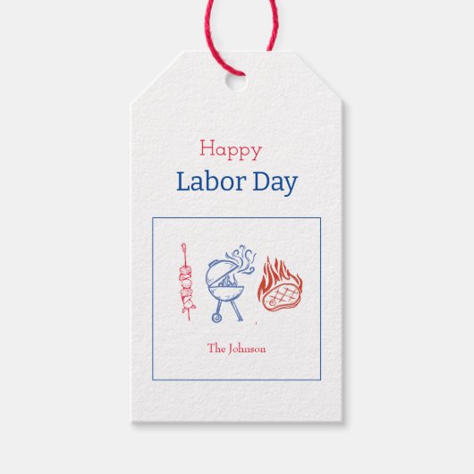 Dag van de Arbeid Barbecue Party Minimalistisch Cadeaulabel (Voorkant)