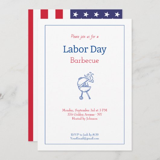 Dag van de Arbeid Barbecue Party Minimalistisch Kaart (Voorkant / Achterkant)