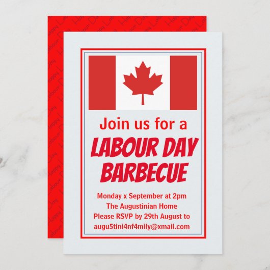DAG VAN DE ARBEID BBQ BARBECUE Canada Vlag Geperso Kaart (Voorkant / Achterkant)