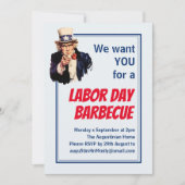 DAG VAN DE ARBEID BBQ BARBECUE Uncle Sam Gepersona Kaart (Voorkant)