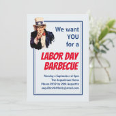 DAG VAN DE ARBEID BBQ BARBECUE Uncle Sam Gepersona Kaart (Staand voorkant)