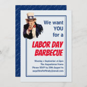 DAG VAN DE ARBEID BBQ BARBECUE Uncle Sam Gepersona Kaart (Voorkant / Achterkant)