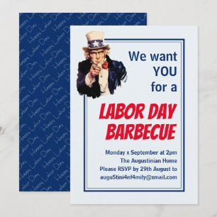 DAG VAN DE ARBEID BBQ BARBECUE Uncle Sam Gepersona Kaart