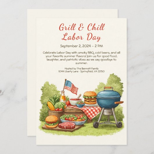 Dag van de Arbeid BBQ Bier Uitnodiging – Patriotti (Voorkant / Achterkant)