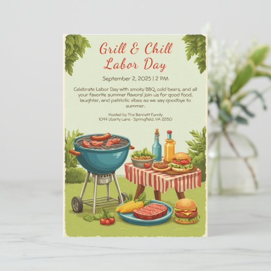 Dag van de Arbeid BBQ Bier Uitnodiging – Patriotti (Staand voorkant)