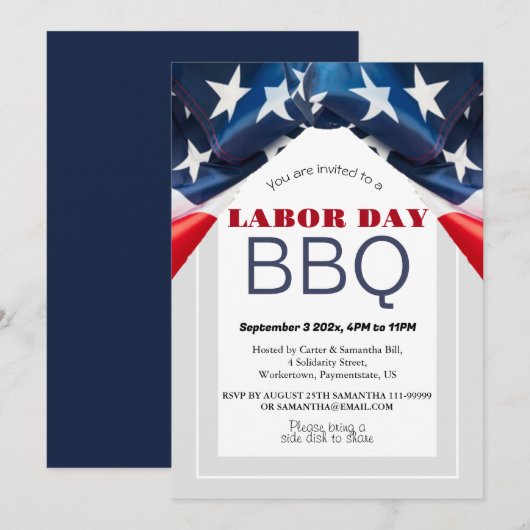 Dag van de Arbeid BBQ Party Arbeider Patriottische Kaart (Voorkant / Achterkant)