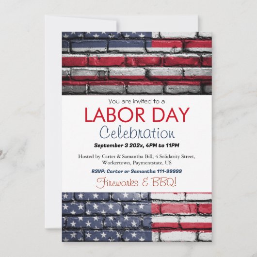 Dag van de Arbeid BBQ Party Arbeider Patriottische Kaart (Voorkant)