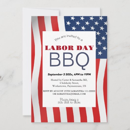 Dag van de Arbeid BBQ Party Arbeider Patriottische Kaart (Voorkant)