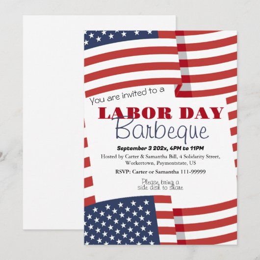 Dag van de Arbeid BBQ Party Arbeider Patriottische Kaart (Voorkant / Achterkant)