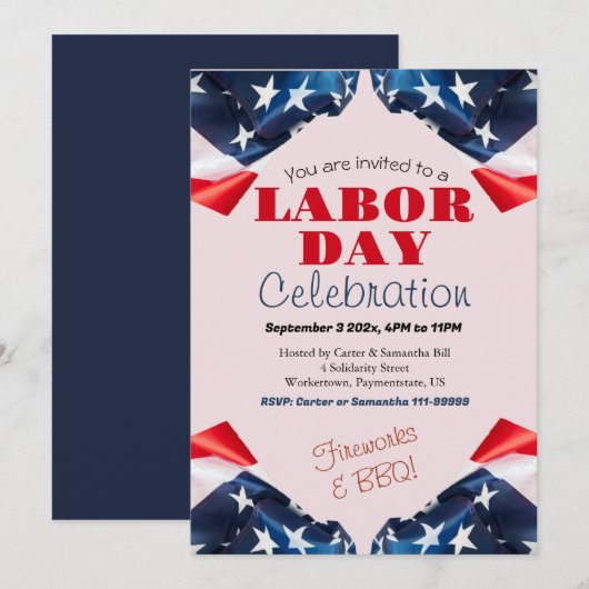 Dag van de Arbeid BBQ Party Arbeider Patriottische Kaart (Voorkant / Achterkant)