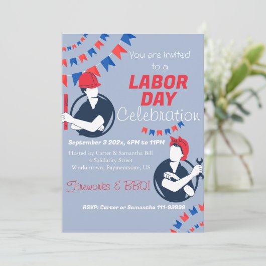 Dag van de Arbeid BBQ Party Arbeider Patriottische Kaart (Staand voorkant)