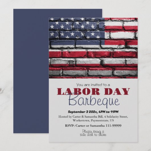 Dag van de Arbeid BBQ Party Arbeider Patriottische Kaart (Voorkant / Achterkant)